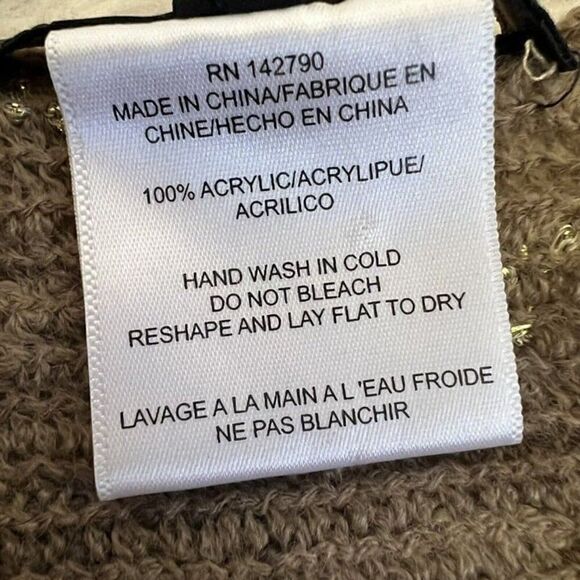 BCBGMaxAzria Asymmetrical Womens Brown Poncho Sweater Boho Chunky Knit Shawl OS - Picture 9 of 12